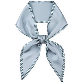 Women's Houndstooth Skinny Long Scarves Satin Silky Ribbon Neckerchief Neck Scarf