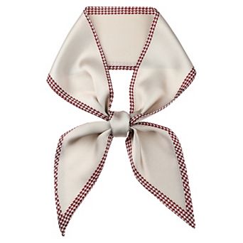 Women's Houndstooth Skinny Long Scarves Satin Silky Ribbon Neckerchief Neck Scarf