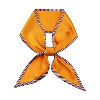 Women's Houndstooth Skinny Long Scarves Satin Silky Ribbon Neckerchief Neck Scarf