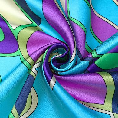 Women's Geometric Printed Satin Large Square Scarves Neck Scarf Neckerchief