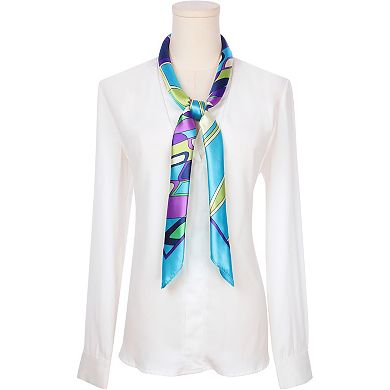 Women's Geometric Printed Satin Large Square Scarves Neck Scarf Neckerchief