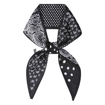 Women's Paisley Polka Dots Pattern Skinny Long Scarves Satin Silky Ribbon Hair Band