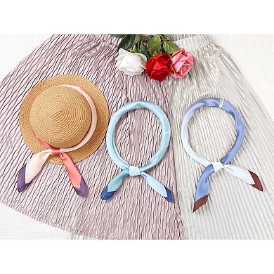 Women's Gradient Printed Satin Square Scarves Hairband Headscarf Neckerchief