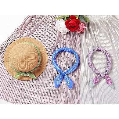 Women's Leaf Dots Printed Blended Cotton Scarf Small Square Neck Scarf