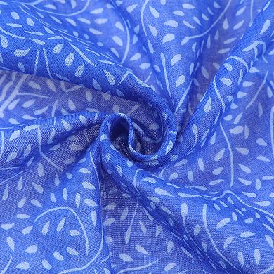 Women's Leaf Dots Printed Blended Cotton Scarf Small Square Neck Scarf