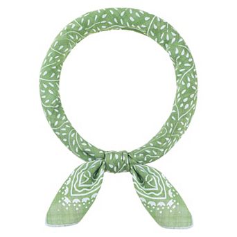 Women's Leaf Dots Printed Blended Cotton Scarf Small Square Neck Scarf