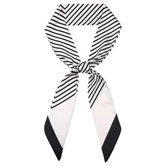 Women's Striped Print Skinny Long Scarves Satin Silky Neck Scarf Ribbon Headband