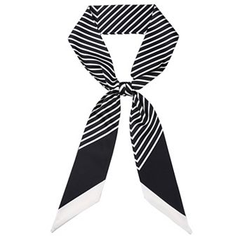 Women's Striped Print Skinny Long Scarves Satin Silky Neck Scarf Ribbon Headband