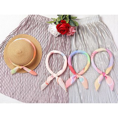 Women's Bow Printed Scarves Small Square Blended Cotton Headscarf