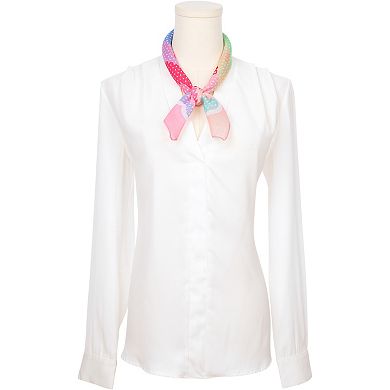 Women's Bow Printed Scarves Small Square Blended Cotton Headscarf