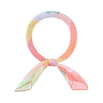 Women's Bow Printed Scarves Small Square Blended Cotton Headscarf