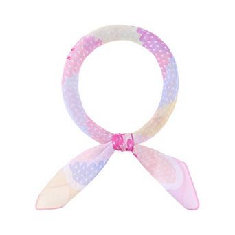 Women's Bow Printed Scarves Small Square Blended Cotton Headscarf