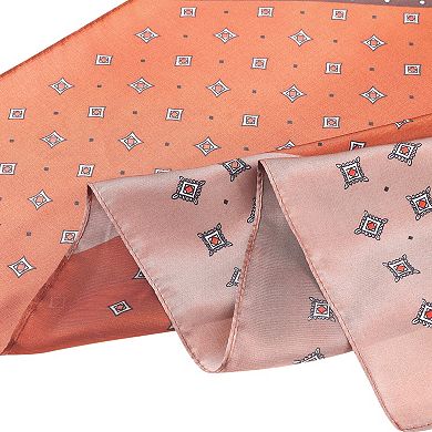 Women's Contrast Color Retro Printed Scarf Square Satin Neck Scarves Neckerchief