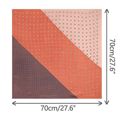 Women's Contrast Color Retro Printed Scarf Square Satin Neck Scarves Neckerchief