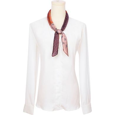 Women's Contrast Color Retro Printed Scarf Square Satin Neck Scarves Neckerchief