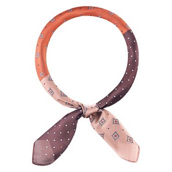 Women's Contrast Color Retro Printed Scarf Square Satin Neck Scarves Neckerchief