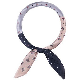 Women's Contrast Color Retro Printed Scarf Square Satin Neck Scarves Neckerchief