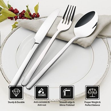 Great Ambitions 20-Piece Silverware Set for 4, 18/10 Stainless Steel, Mirror Polished