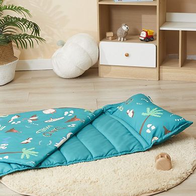 Soft Travel Nap Mat with Pillow & Blanket: 52" x 20", Lightweight, Perfect for Kids