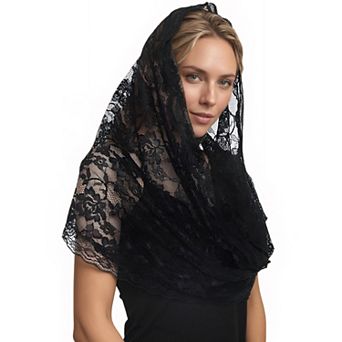 Lace Floral Mantilla Infinity Veils for Women Church Head Covering Scarves