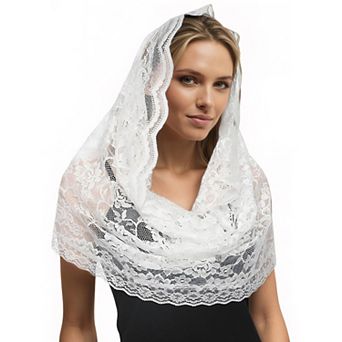 Lace Floral Mantilla Infinity Veils for Women Church Head Covering Scarves
