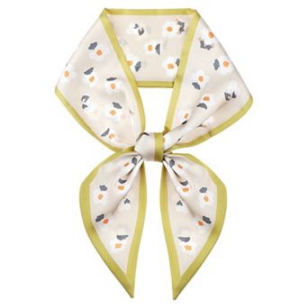 Women's Floral Printed Scarves Satin Silky Ribbon Hairband Headscarf Neckerchief