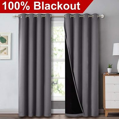 Great Ambitions Gray Blackout Curtains 52x84 - Thermal Insulated, Noise Blocking Pair