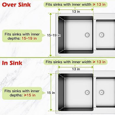 Great Ambitions Expandable Stainless Steel Sink Dish Rack with Utensil Holder Silver