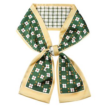 Women's Fashion Printed Skinny Long Scarves Retro Satin Silky Neckerchief Ribbon Headband