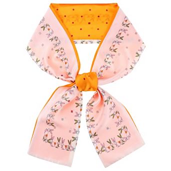 Women's Fashion Printed Skinny Long Scarves Retro Satin Silky Neckerchief Ribbon Headband