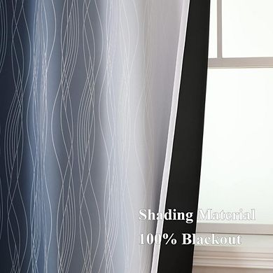 Great Ambitions 84" Navy & Grey Blackout Curtains - Thermal Insulated Grommet Panels, 2 Pack