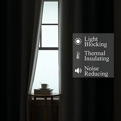 Great Ambitions 84" Navy & Grey Blackout Curtains - Thermal Insulated Grommet Panels, 2 Pack