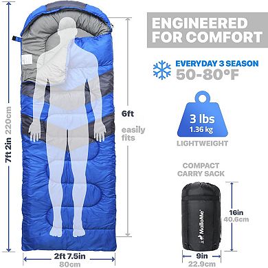 Adults' Lightweight Camping Bag: 50°F-77°F, Waterproof, Ultralight, for Hiking