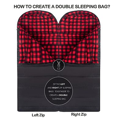 Adult Cotton Flannel Sleeping Bag: XL, 3-Season, Machine Washable, Zip Together