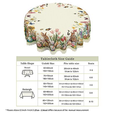 Easter Bunny Tablecloth, Washable Rectangle Table Cover
