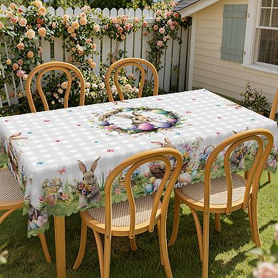 Easter Bunny Tablecloth, Washable Rectangle Table Cover