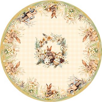 Easter Bunny Tablecloth, Washable Rectangle Table Cover