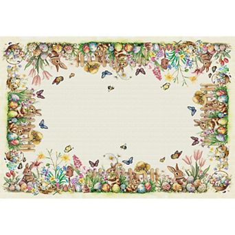 Easter Bunny Tablecloth, Washable Rectangle Table Cover