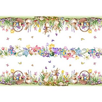 Easter Bunny Tablecloth, Washable Rectangle Table Cover