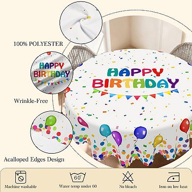 Happy Birthday Tablecloth, Decorative Table Cover for Party Decor