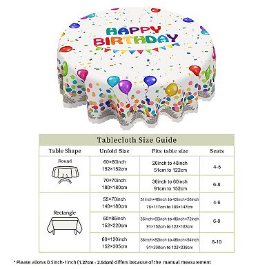 Happy Birthday Tablecloth, Decorative Table Cover for Party Decor