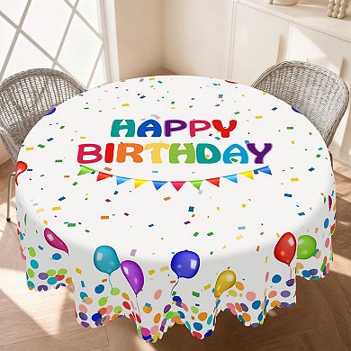 Happy Birthday Tablecloth, Decorative Table Cover for Party Decor