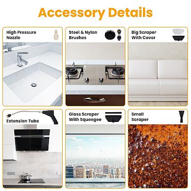 1500W Handheld Steam Cleaner High Temp Pressure, 1200ML Tank