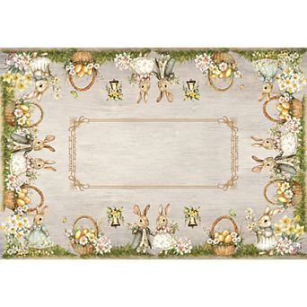 Easter Tablecloth Round Rectangle, Bunny Eggs Table Cover for Decor