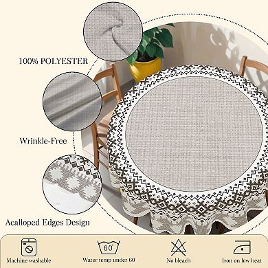 Retro Geometric Tablecloth, Decorative Table Cover for Dining Room