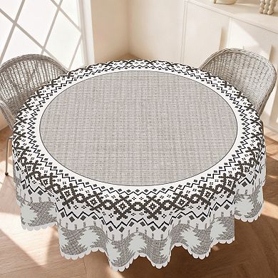 Retro Geometric Tablecloth, Decorative Table Cover for Dining Room