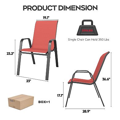 Whisen Outdoor Dining Chairs Set, Waterproof & Rust-Resistant Teslin Fabric, Metal Frame