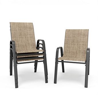Whisen Outdoor Dining Chairs Set, Waterproof & Rust-Resistant Teslin Fabric, Metal Frame