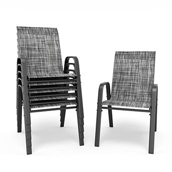 Whisen Outdoor Dining Chairs Set, Waterproof & Rust-Resistant Teslin Fabric, Metal Frame