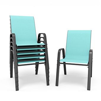 Whisen Outdoor Dining Chairs Set, Waterproof & Rust-Resistant Teslin Fabric, Metal Frame